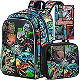 CCJPX 3PCS Dinosaur Backpack for Boys, 16 Inch Water Resistant Preschool Bookbags, Cool Kindergarten School Backpacks and Lunch Box