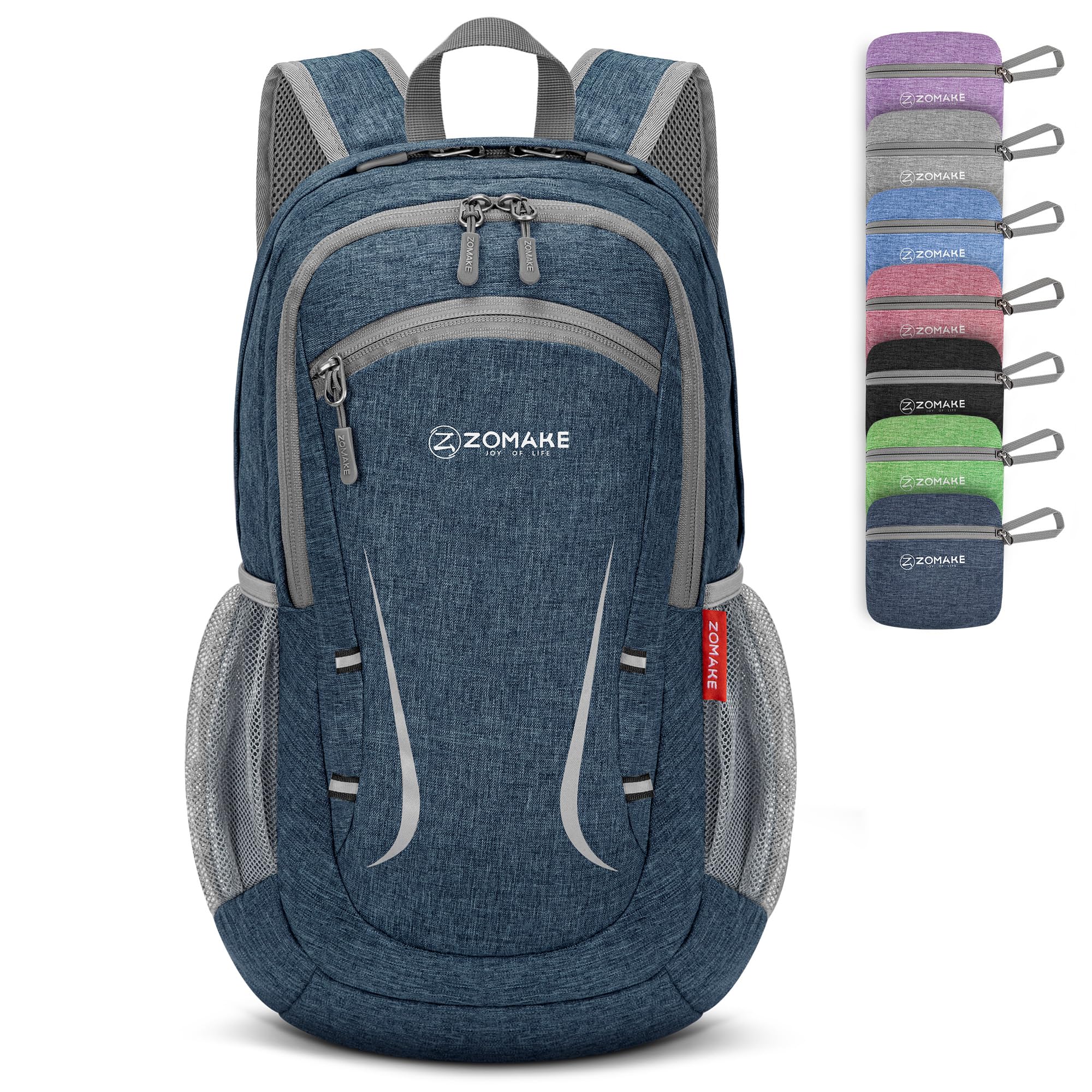 ZOMAKE Lightweight Foldable Backpack, 20L Packable Rucksack Folding Small Back Pack Foldaway Ultralight Daypack for Women Men Travel Hiking Walking (Sapphire Blue)