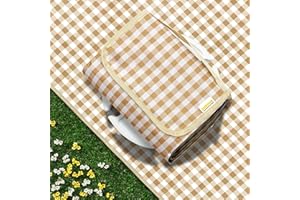 SAMSIER Large Outdoor Picnic Blankets Waterproof Foldable, Beach Blanket Sandproof Portable, Cute Picnic Mat Washable (Coffee