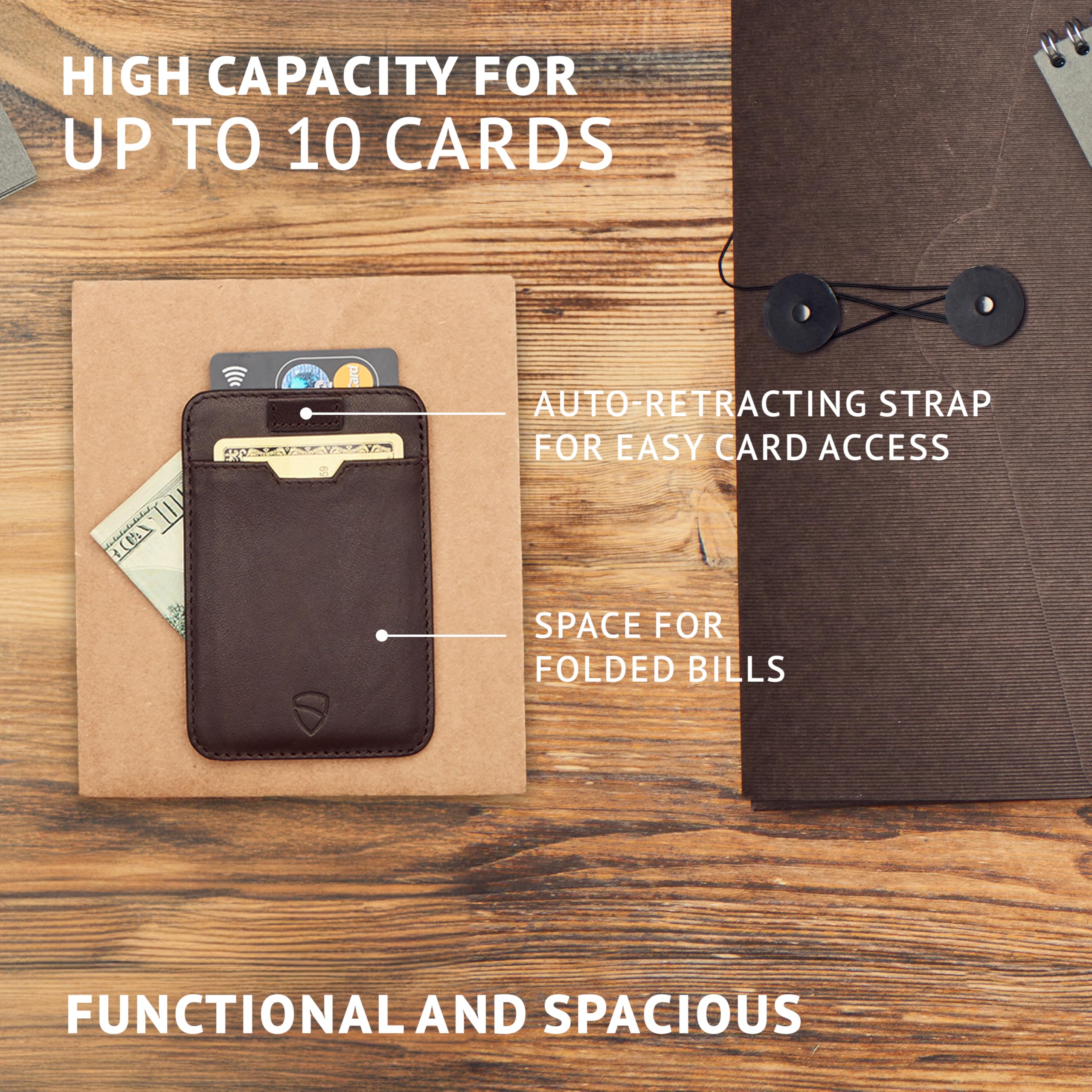 thumbnail image 2 of Vaultskin Chelsea Card Holder – Leather Front Pocket Wallet With RFID Blocking 2 of 4