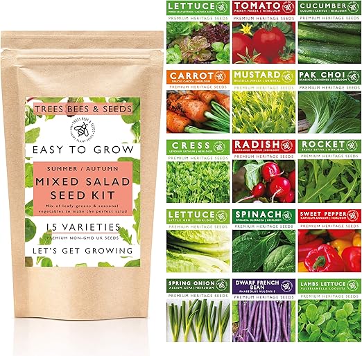 Salad & Vegetable Seeds for Gardening, 15 Late Summer Autumn Sowing