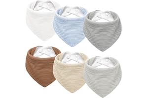 Susurration Muslin Baby Drool Bibs 6Pack Soft Triangular Adjustable Baby Bandana Bibs for Unisex Girls & Boys