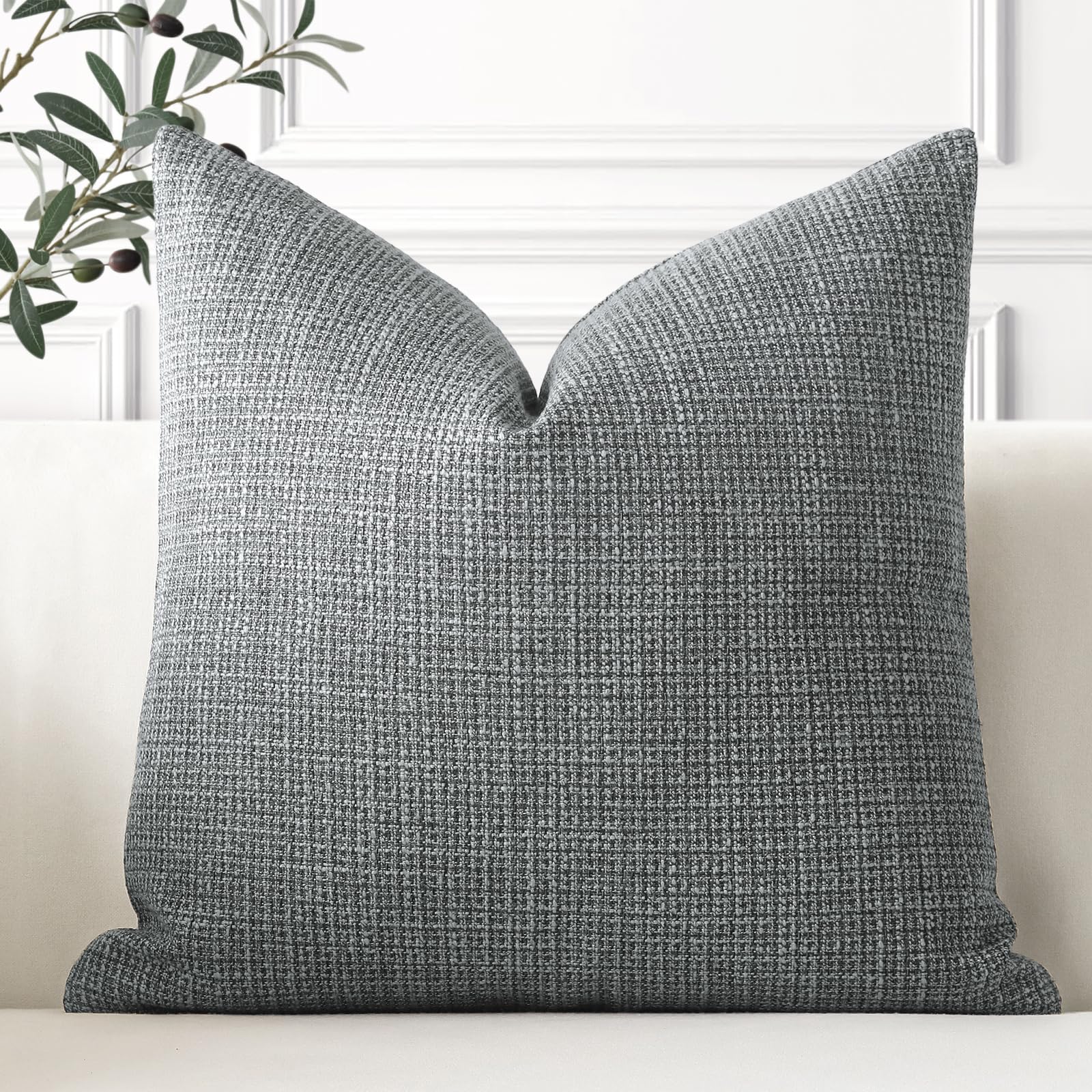 Artscope Linen Cushion Covers Set of 1 Decorative Square Pillowcase Pillow Cover 24x24 Inch for Home Decor Sofa Bedroom Car 60x60cm Dark Grey