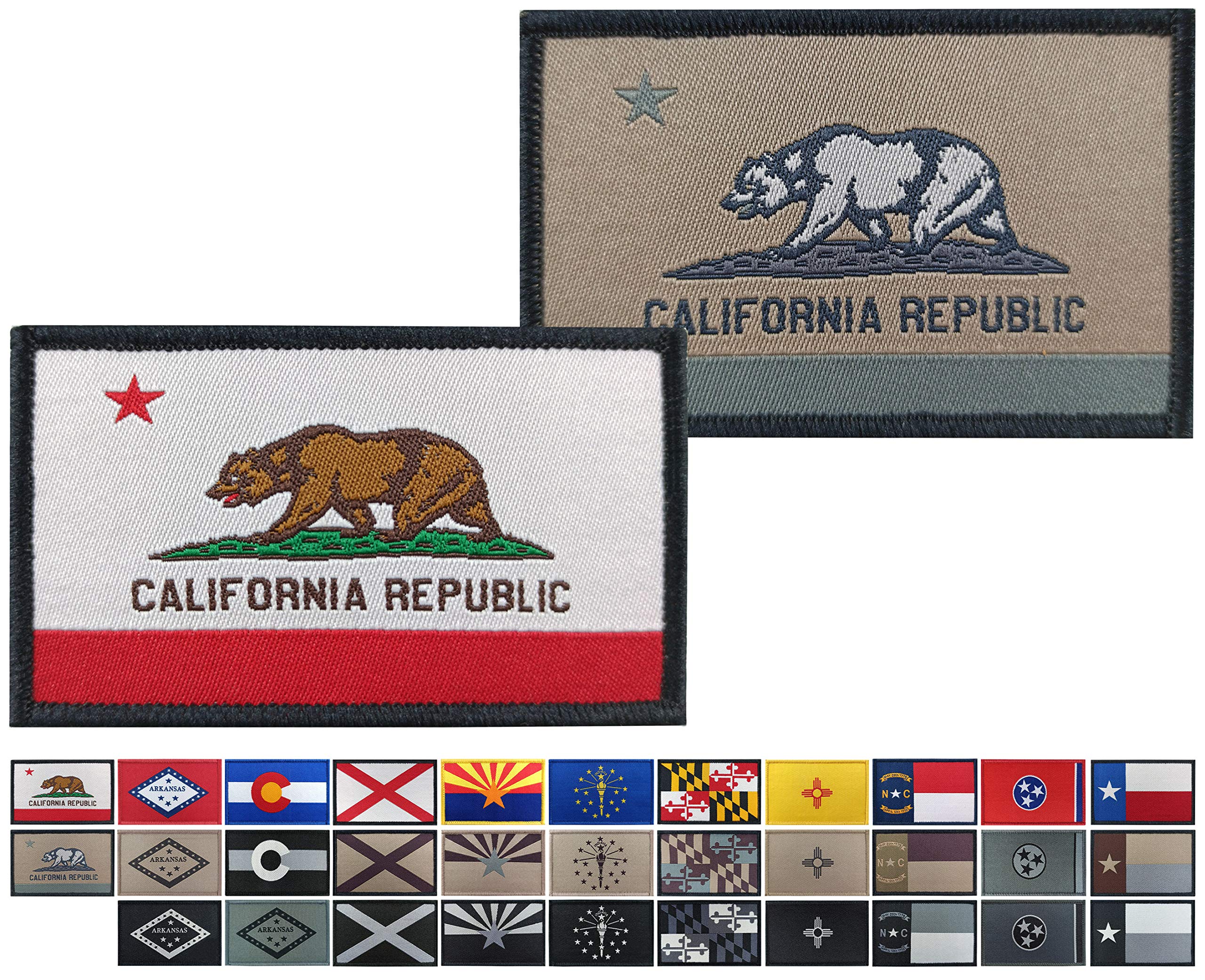 Photo 1 of JBCD 2 Pack California Flag Patch States Flags Tactical Patch Pride Flag Patch for Clothes Hat Patch Team Military Patch
