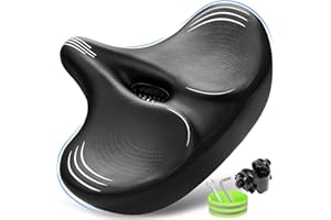 CDYWD Extra Wide Bike Seat for Men & Women Comfort, Oversized Bicycle Seat Cushion, Large Comfortable Wing Padded, Replacement Bike Saddle for Peloton Bike, Stationary Exercise Bike, City Bike, Ebike