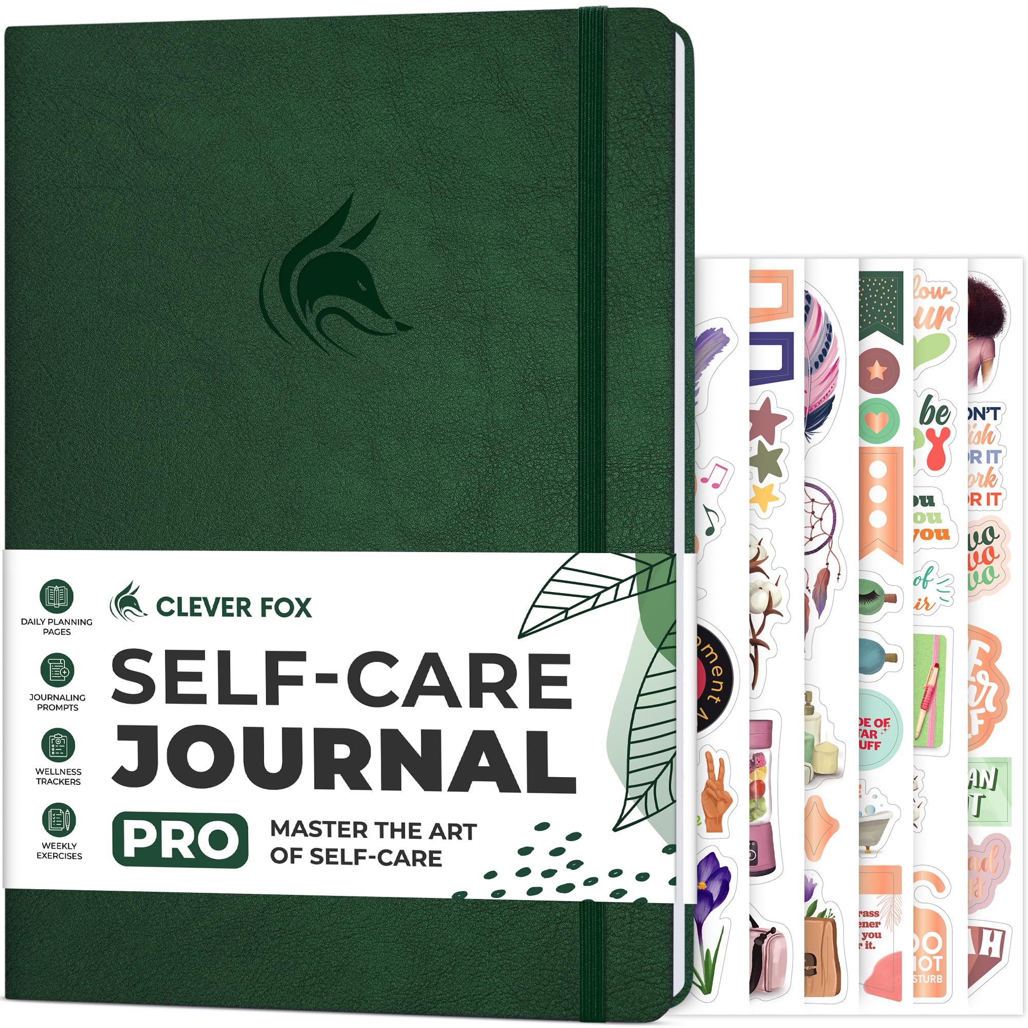 Clever Fox Self-Care Journal PRO – Wellness & Daily Reflection Notebook – Mental Health, Meditation & Mood Journal for Women, 18 x 25.5cm (Forest Green)