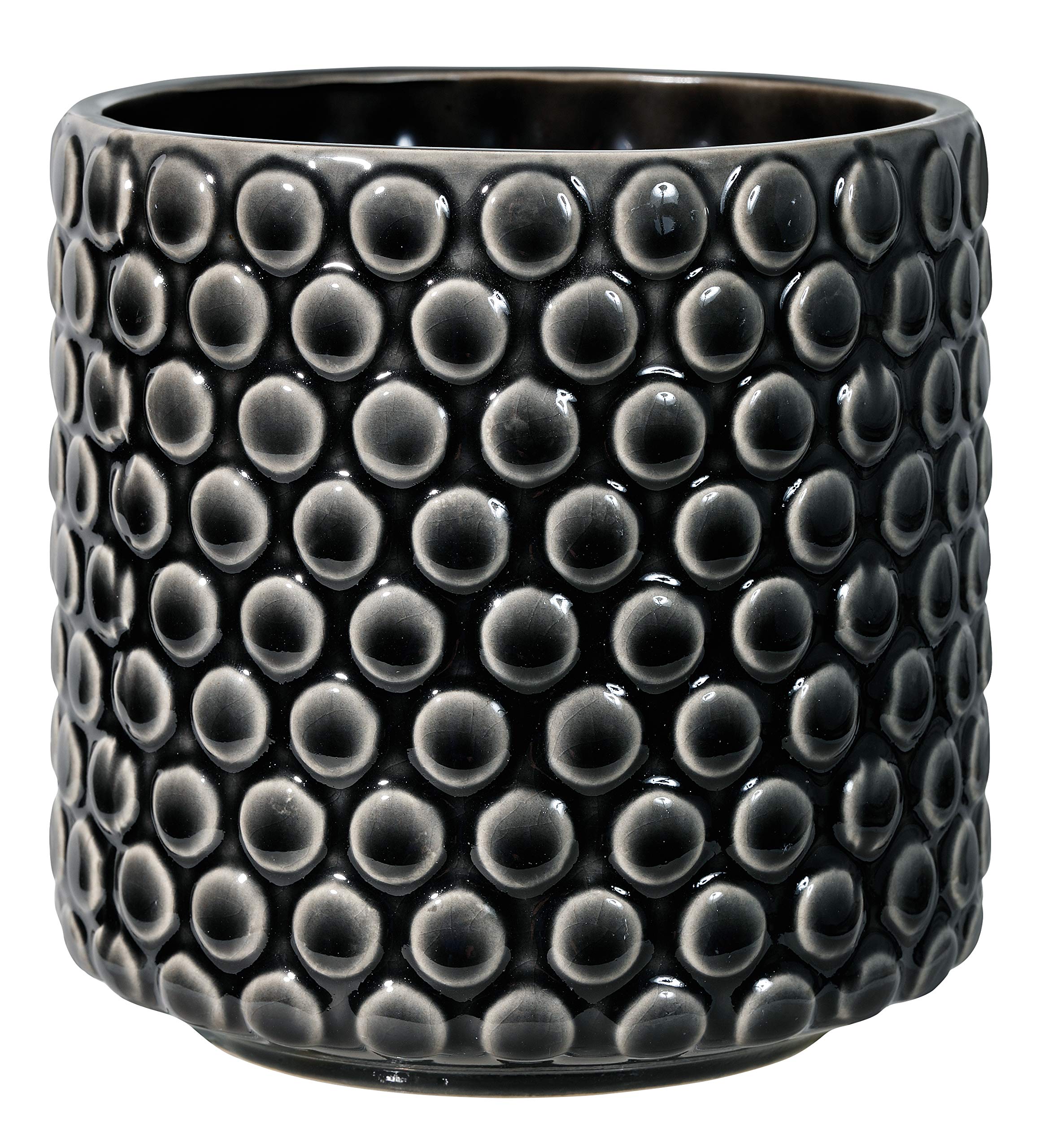 Bloomingville Ceramic Flower Pot Dot - colorful Planter, Pot for plants, sukkulents Size S (12,5 cm ø) Dia 5'' H 5'', Stoneware, black