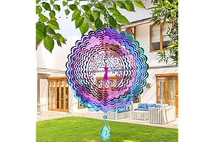 GUSTAMUCHO Wind Spinner, Hanging Wind Sculptures,Wind Spinners for Yard and Garden Decor,Yard Decorations Outdoor,Hanging Art Ornaments for Garden Yard Balcony Decor (Tree of Life)
