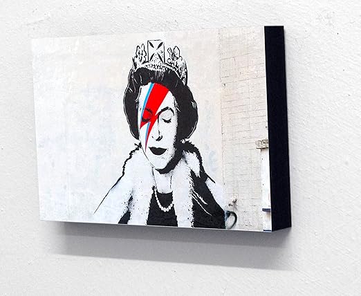 6" x 4" (postcard size) Block Mounted Picture, Banksy Queen Elizabeth ...