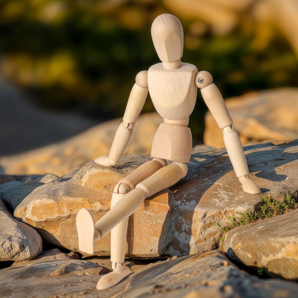 Kurtzy 30.5cm Wooden Human Mannequin with Stand - Fully Posable Artist Figure