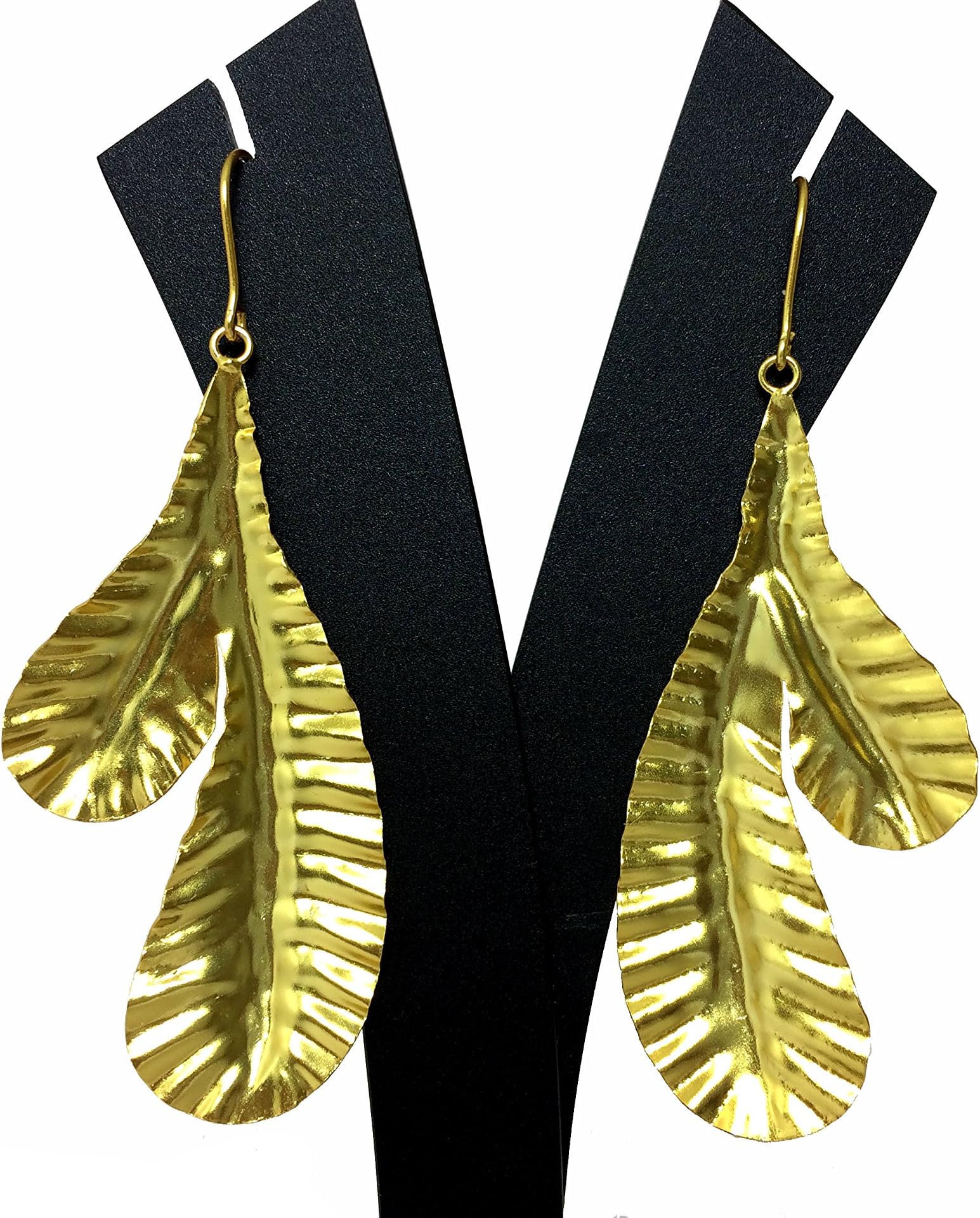 22kt. Gold Plated Handmade Leaf Shape Earring Pair