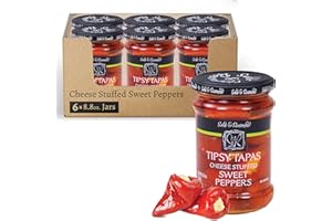 Sable & Rosenfeld Tipsy Tapas Cheese Stuffed Sweet Peppers in a Jar 8.8 oz (Pack of 6), Hand-Stuffed with Cream Cheese, Gluten-Free Gourmet Appetizer