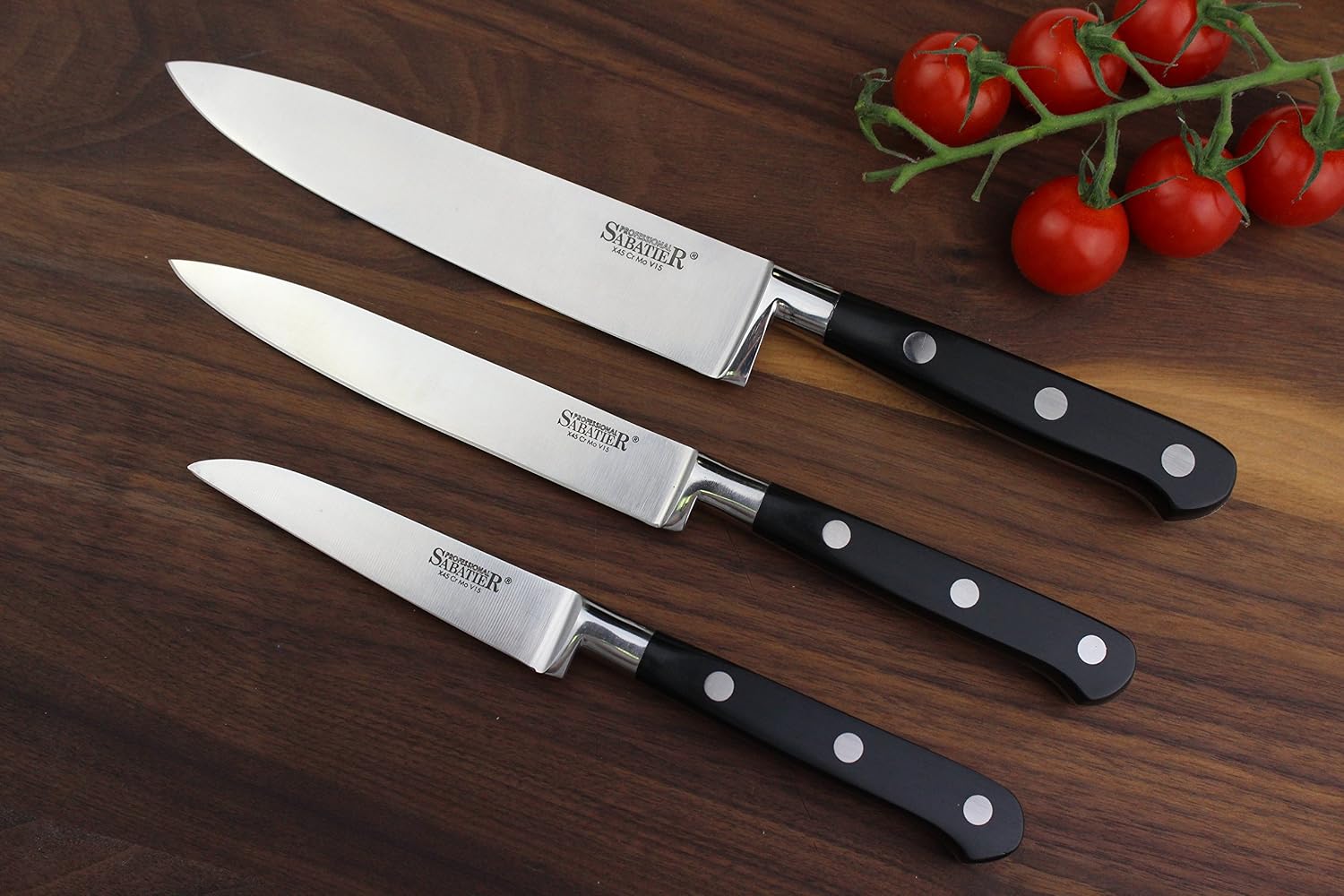 Taylors Eye Witness Professional Sabatier Knife Set 3 Piece, Paring, Utility & Chef’s Knives. Full Tang Blade. High Graded - Image 3