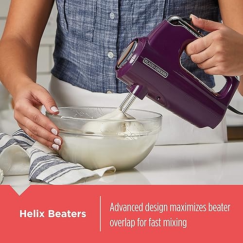 Black+Decker Helix Performance Premium Hand, 5-Speed Mixer, Purple