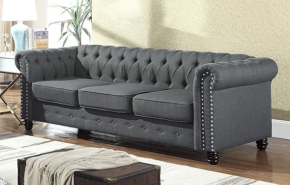 Best Master Furniture Venice Upholstered Sofa Charcoal Furniture Decor Amazon Com