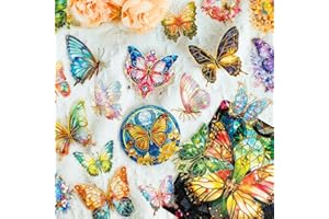 30Pcs Natural Flower Stickers with Butterfly, Dreamy Scrapbook Supplies & DIY Stickers for Journaling, Self-Adhesive Waterpro