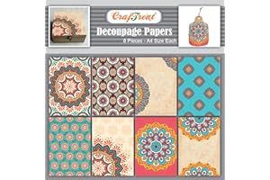 CrafTreat Mandala Decoupage Paper for Crafts - Mandala I and II - Size: A4-8 Pcs - Decoupage Paper for Wood, Furniture and Scrapbooking