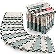 Gym Flooring Set - Interlocking EVA Soft Foam Floor Mat, 18 Pieces Puzzle Rubber Tiles Protective Ground Surface Protection, Play Workout Exercise Mats Underlay Matting Sports Pool Home Fitness Garage