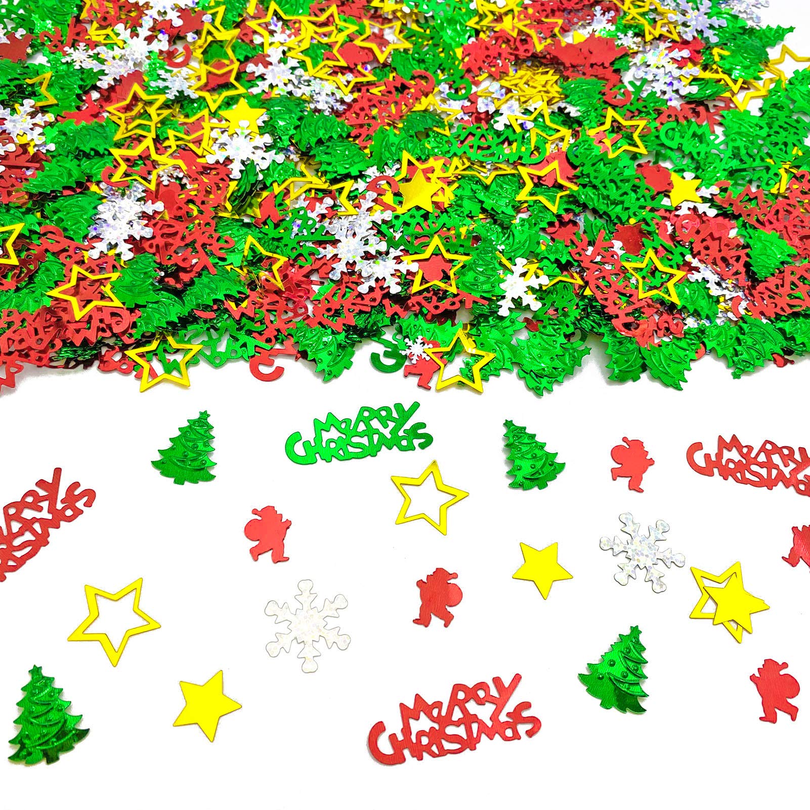 Christmas Confetti Star | Glitter Confetti Sprinkles for Xmas Party Table Scatters Decoration | Winter Wonderland Santa Festive Party Supplies | Metallic Foil | 45g 1.6OZ 1100Pcs