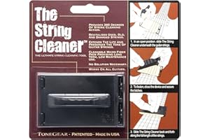 ToneGear Guitar String Cleaner - The Original 360 Degree Scrubber & Maintenance Tool for Acoustic Guitar and Electric Guitar - Cleanable Microfiber Pads - No Solution Needed