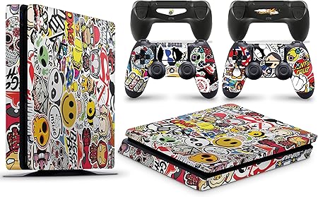 Gizmoz N Gadgetz Ps4 Slim Console Stickerbomb Skin Decal Vinal Sticker 2 Controller Skins Set Amazon Co Uk Pc Video Games