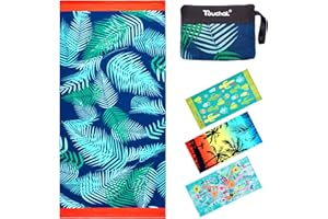 Touchat Beach Towel Oversized,Super Absorbent Sand Free Thick Microfiber Beach Towel,Cute Tropical Palm Leaf Beach Towels 30”x60” for Kids,Men,Women,Girls,Boys