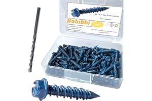 Bobibbi 1/4 x 1-1/4" Hex Head Concrete Screw Anchor, for Anchoring to Masonry, Block or Brick (100Pcs)