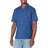 Cubavera Men's Authentic Cuban Style Four-Pocket Embroidered Short-Sleeve Guayabera Shirt