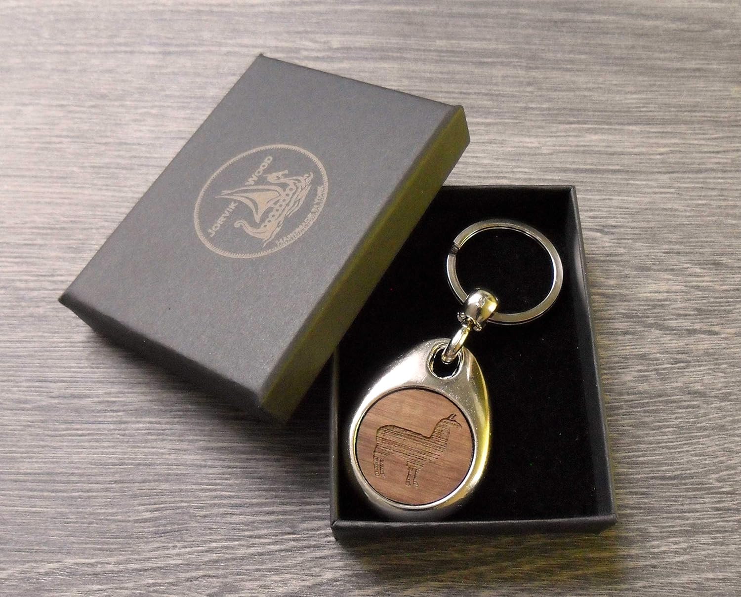 Jorvik Wood Llama Design Wooden Keyring with Gift Box, Brown, 2 - Image 3