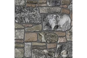 Dundee Deco 3D Wall Panels - Cladding Lavender Grey Ecru Stone Look Wall Paneling, Styrofoam Facing for Interior and Exterior Applications, DIY, SAMPLE, Size 10 x 10 in.