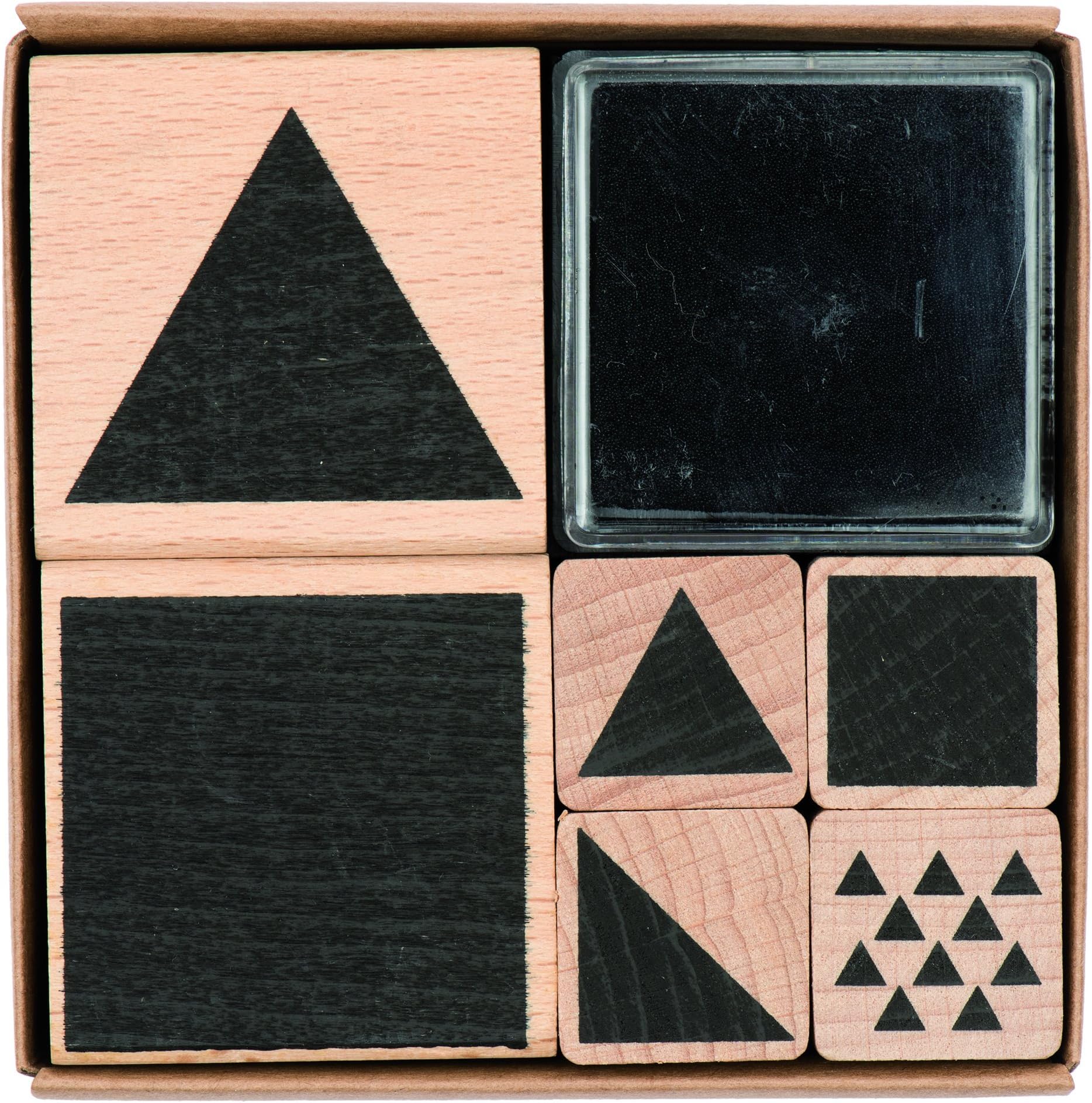 Rico Design Stamp Set Geometric, Square, Wood, Nature, 8.5 x 8.5 x 2.6 cm
