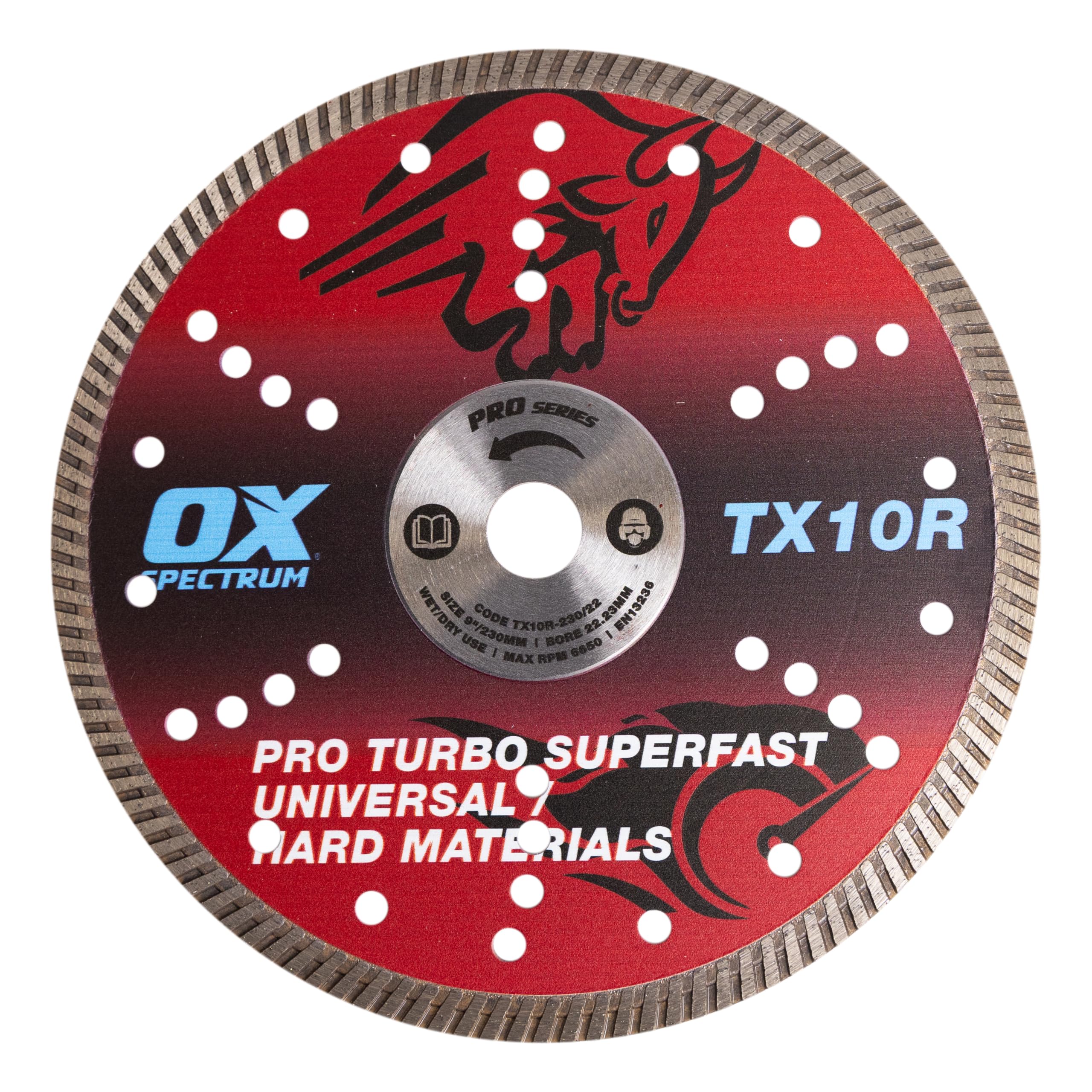 OX Tools TX10R-230/22 OX-TX10R Spectrum Superior Turbo Diamond Blade, 230/22.23mm, Red