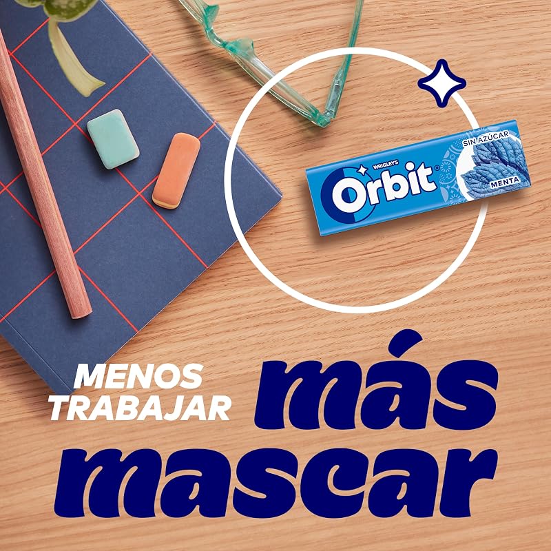 Gomas Aromatizadas de Hortelã Sem Açúcar Orbit, Frescas, Intensas e de Longa Duração em formato Tablet (30 x 10 pastilhas elásticas)