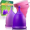 Talisi Reusable Menstrual Cup (Small & Large) Set of 2 with Foldable Silicone Sterilizer, Copa Menstruelle, Soft Period Cup, Heavy & Light Flow, Feminine Hygiene, Tampons, Pads & Disc Alternative