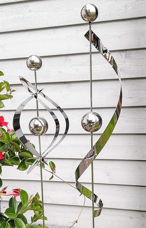 Modern Art 2er Set Gartenstecker Edelstahl Spirale Und Ellipse Mit Kugel Metall Gartendeko Beetstecker Topstecker Amazon De Garten