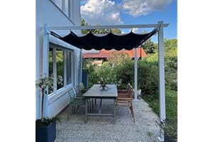 PURPLE LEAF 10' x 12' Outdoor Retractable Pergola Heavy-Duty Aluminum White Pergola with Sun Shade Canopy Patio Modern Shelter for Garden Yard Deck Grape Trellis, Grey