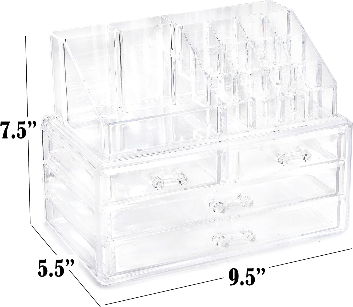Clear Cosmetic Storage Organizer - Easily Organize Your Cosmetics, Jewelry and Hair Accessories. Looks Elegant Sitting on Your Vanity, Bathroom Counter or Dresser. Clear Design for Easy Visibility.: Home & Kitchen