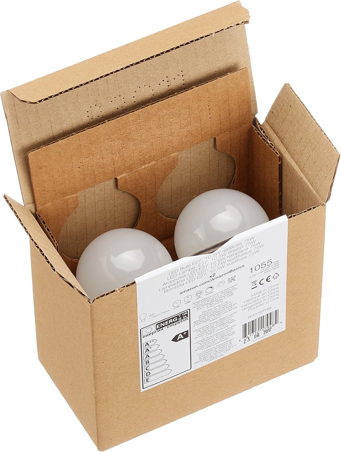 Amazon Basics LED E27 Edison Screw Bulb, 10.5W (Equivalent to 75W), CRI80, Warm White, Dimmable - Pack of 2 - Image 5