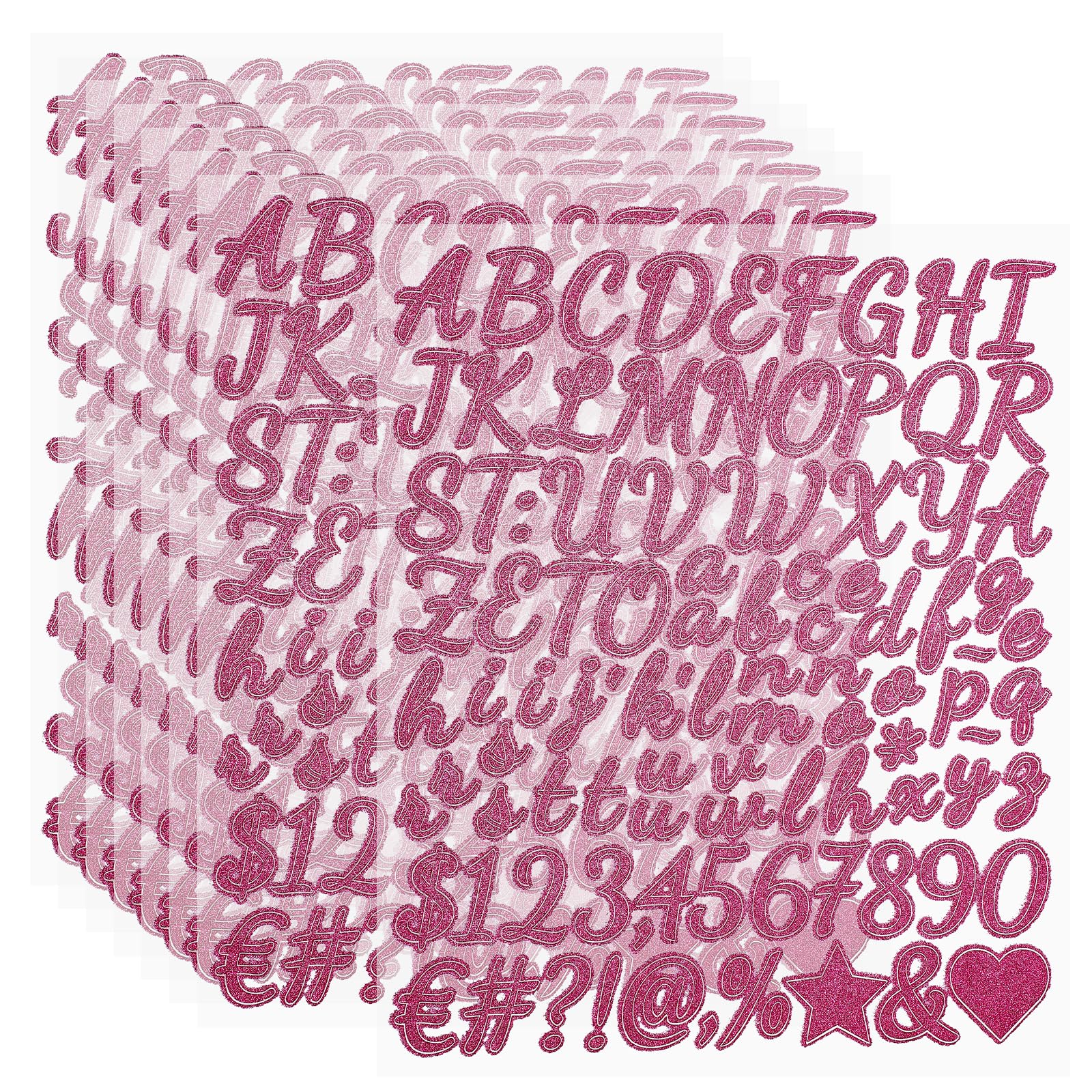PATIKIL 768Pcs 1" Glitter Letter Stickers, 8Sheets Glitter Number Stickers Vinyl Self-Adhesive Alphabet Number Waterproof Decals for Scrapbook Decoration Mailbox Sign, Rose Red