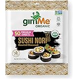 gimMe Snacks - Organic Roasted Seaweed - Sushi Nori - non GMO, Gluten Free, Keto, Paleo, 50 Sheet