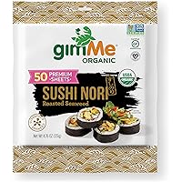 gimMe Snacks - Organic Roasted Seaweed - Sushi Nori - non GMO, Gluten Free, Keto, Paleo, 50 Sheet