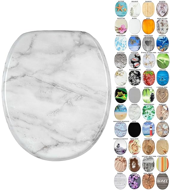 WC Sitz mit Absenkautomatik, hochwertige Oberfläche, einfache Montage, stabile Scharniere, Marmor