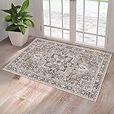 Washable Entryway Rug 3x5 | Non Slip Rug Runners for Hallways, Entryways, Kitchens, Bathrooms, Bedrooms | Ultra-Soft Flannel Carpet Kitchen Rug with Rubber Backing (Sage Brown, 3x5)