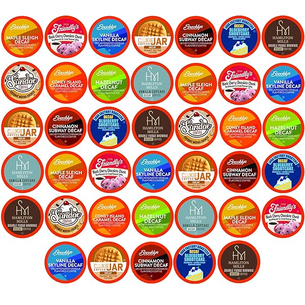 TWO RIVERS COFFEE DECAF FLAVORED COFFEE PODS COMPATIBLE WITH KEURIG K CUP BREWERS, ASSORTED VARIETY PACK DECAFFIENATED FLAVORED COFFEE, 40 COUNT