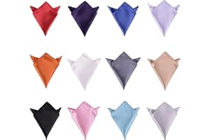 I-MART 12 Pack Pocket Squares for Men, Solid Color Satin Handkerchiefs for Wedding, Business, Formal Events and Suit Accessories, 8.5 x 8.5 Inch