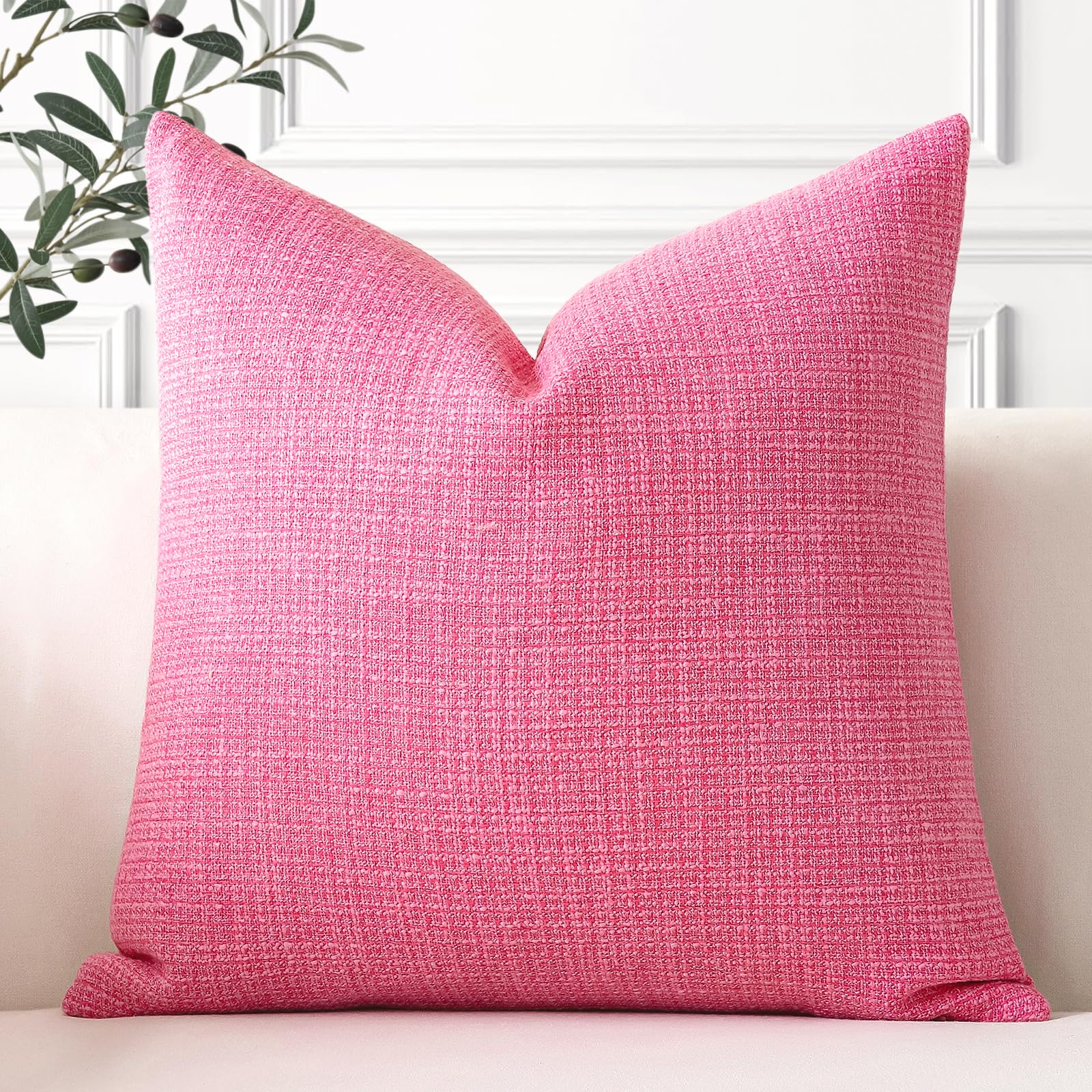 Artscope Linen Cushion Covers Set of 1 Decorative Square Pillowcase Pillow Cover 18x18 Inch for Home Decor Sofa Bedroom Car 45x45cm Rose Pink — image 1