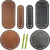 Yayatty 6 Pcs PU Leather Bag Bottom Oval Knitting Crochet Bags Bottom Shaper with Holes for DIY Handbag Shoulder Bags Purse Making Supplies