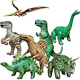 Jet Creations Dinosaur Collection Trex Brachiosaurus Triceratops Raptor and Other Dinosaurs 7 Piece, Size 37+ inch, JC-DINO7, Multi