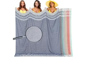 Vicomdy Oversized Cotton Turkish Beach Towel Blanket Giant XL Sandproof Boho Sand Free Towels Huge Jumbo XXL Extra Large Big Throw Quilt Blankets Cloud Blue
