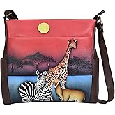 Anna by Anuschka Women's Hand-Painted Genuine Leather Crossbody with Side Pockets